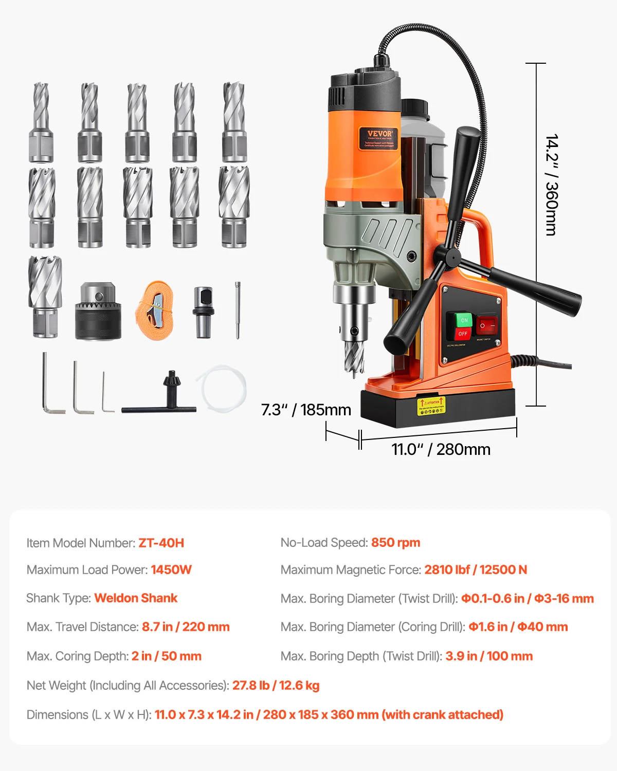 Wiertarka magnetyczna 1450W, ś – Magnetic Drill Press recenzja i cena