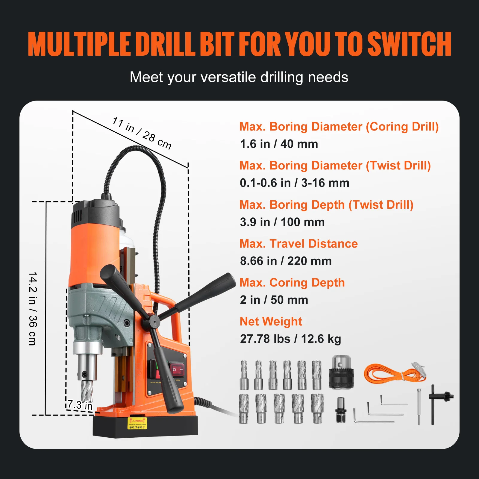 Wiertarka magnetyczna 1450W, ś – Magnetic Drill Press recenzja i cena